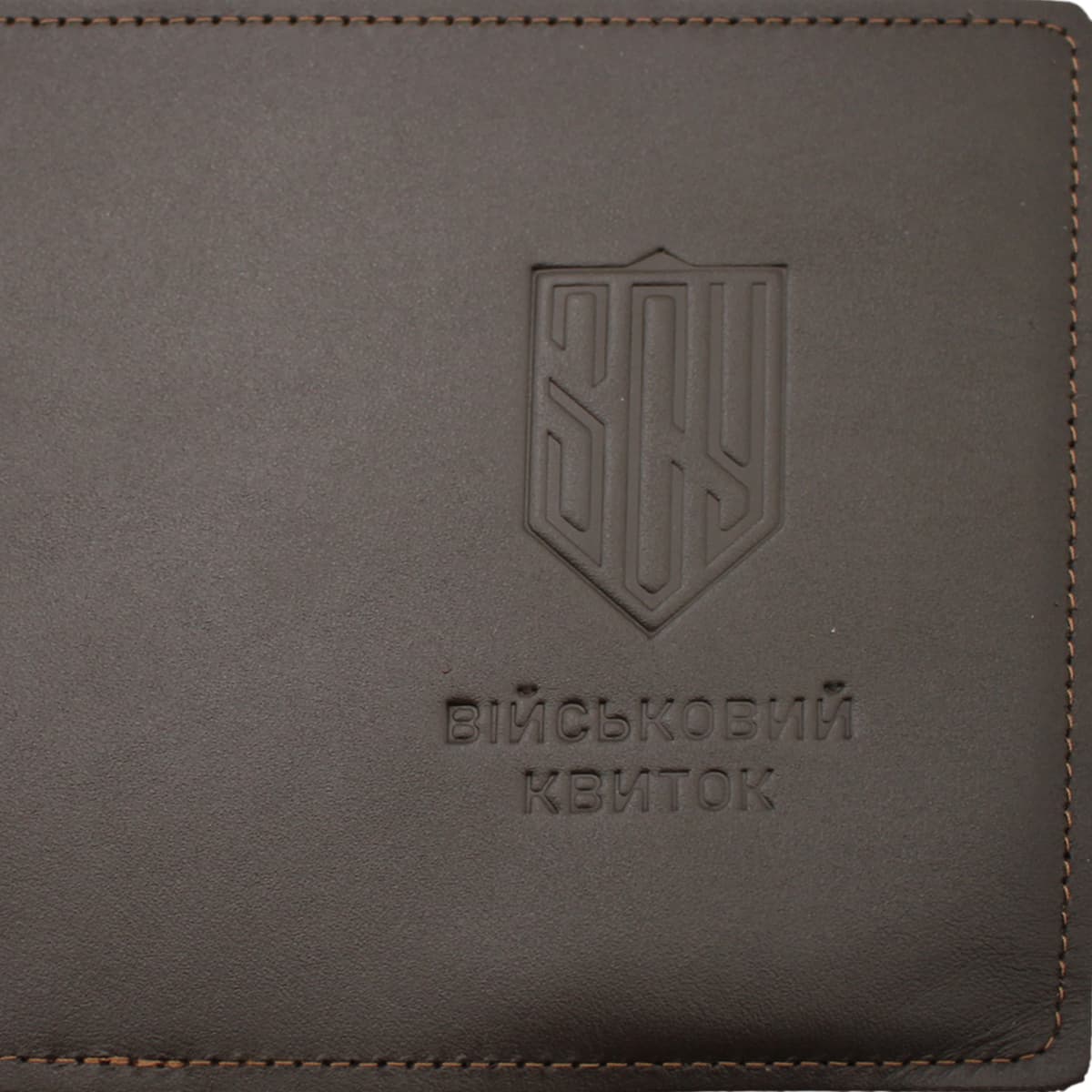 Обклад. на військовий квиток ЗСУ №1 напис-щиток шкіра коричн. тисн. №46185 — фото 4