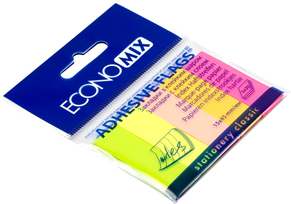 Стікери-закладки "Economix" 5неон. кольорів,150шт №Е20935 — купити | Канцелярський Сад