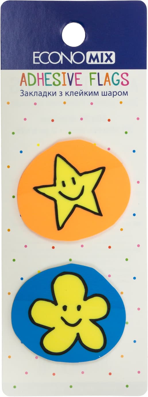 Стікери-закладки пласт. "Economix" Fun flower and star 35х40мм 40шт асорті №E20969-02 — фото 3