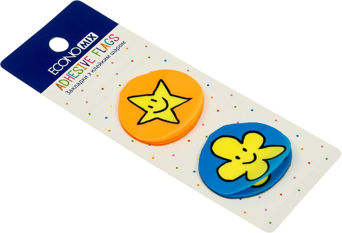 Стікери-закладки пласт. "Economix" Fun flower and star 35х40мм 40шт асорті №E20969-02 — фото 4