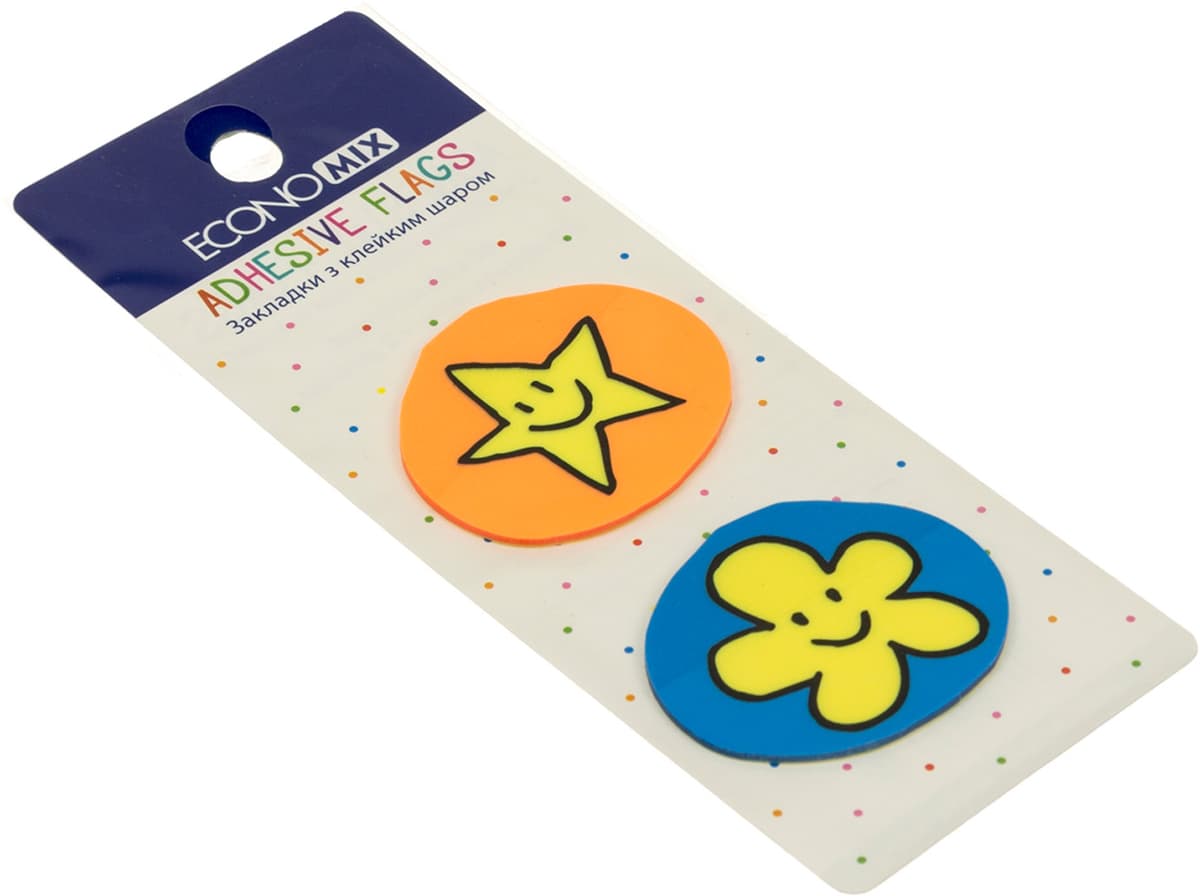 Стікери-закладки пласт. "Economix" Fun flower and star 35х40мм 40шт асорті №E20969-02 — купити | Канцелярський Сад