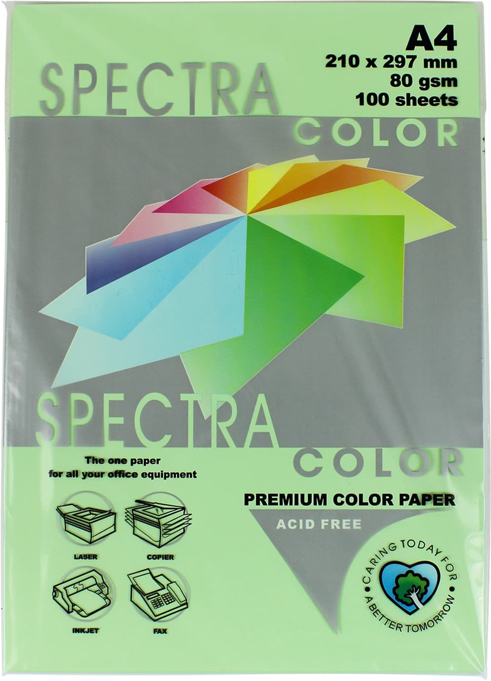 Папір кольор. А4 80г/м паст. Spectra Сolor Lagoon 130 (св.зелений) — фото 3