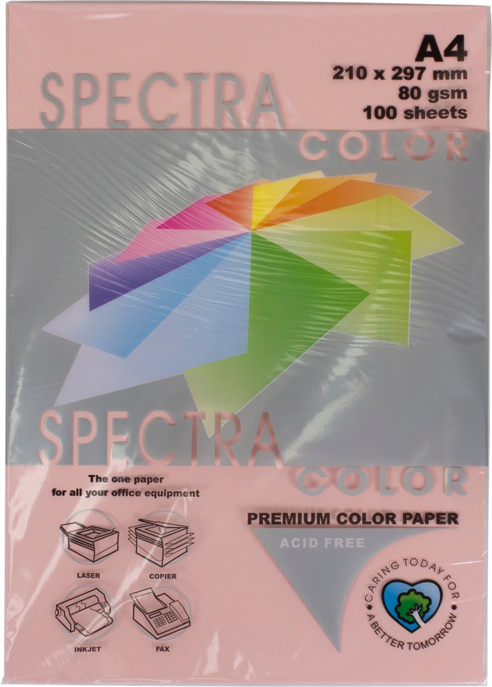 Папір кольор. А4 80г/м паст. Spectra Сolor Rose 140 (св.-рожевий) — фото 3