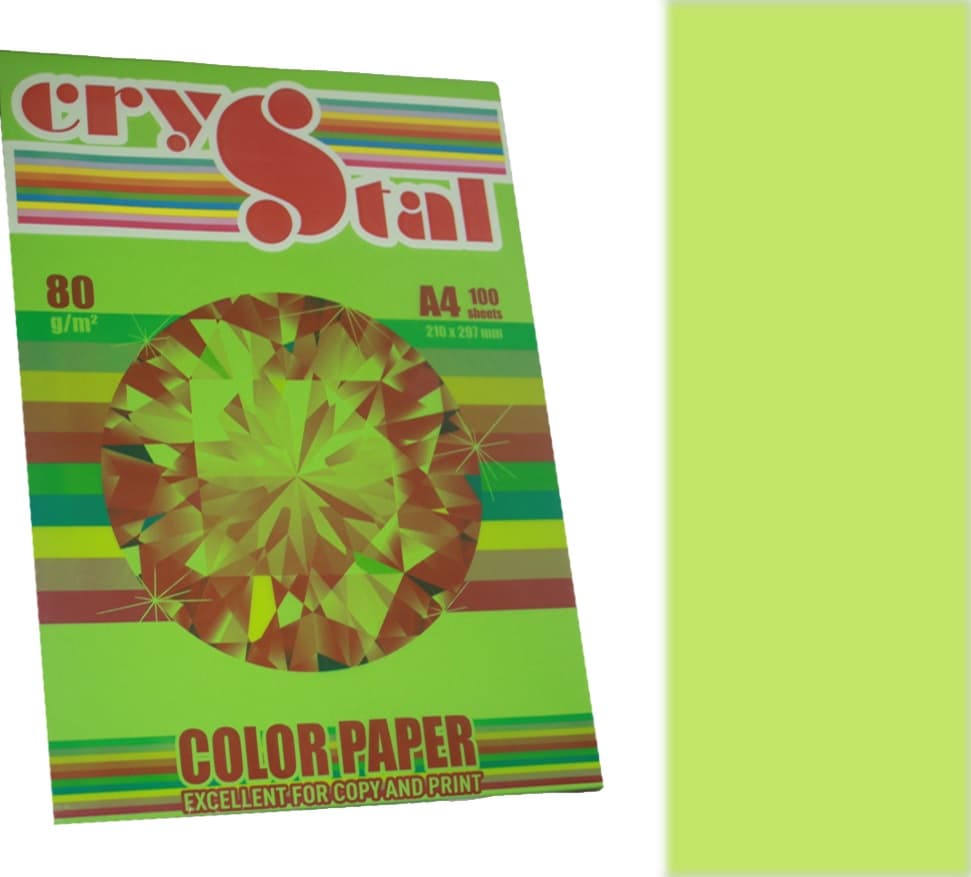 Бумага цветная А4 80г/м паст. Crystal Color Paper Lagoon 130 (светло-зеленый) — купити | Канцелярський Сад