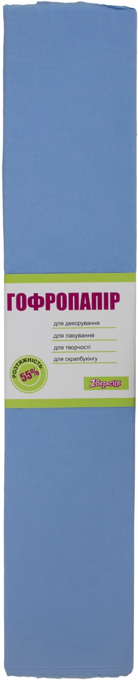 Папір гофра №5 2м х50см 55% 26,4г/м2 "1В" №705548 (блакитний) — фото товару | Канцелярський Сад