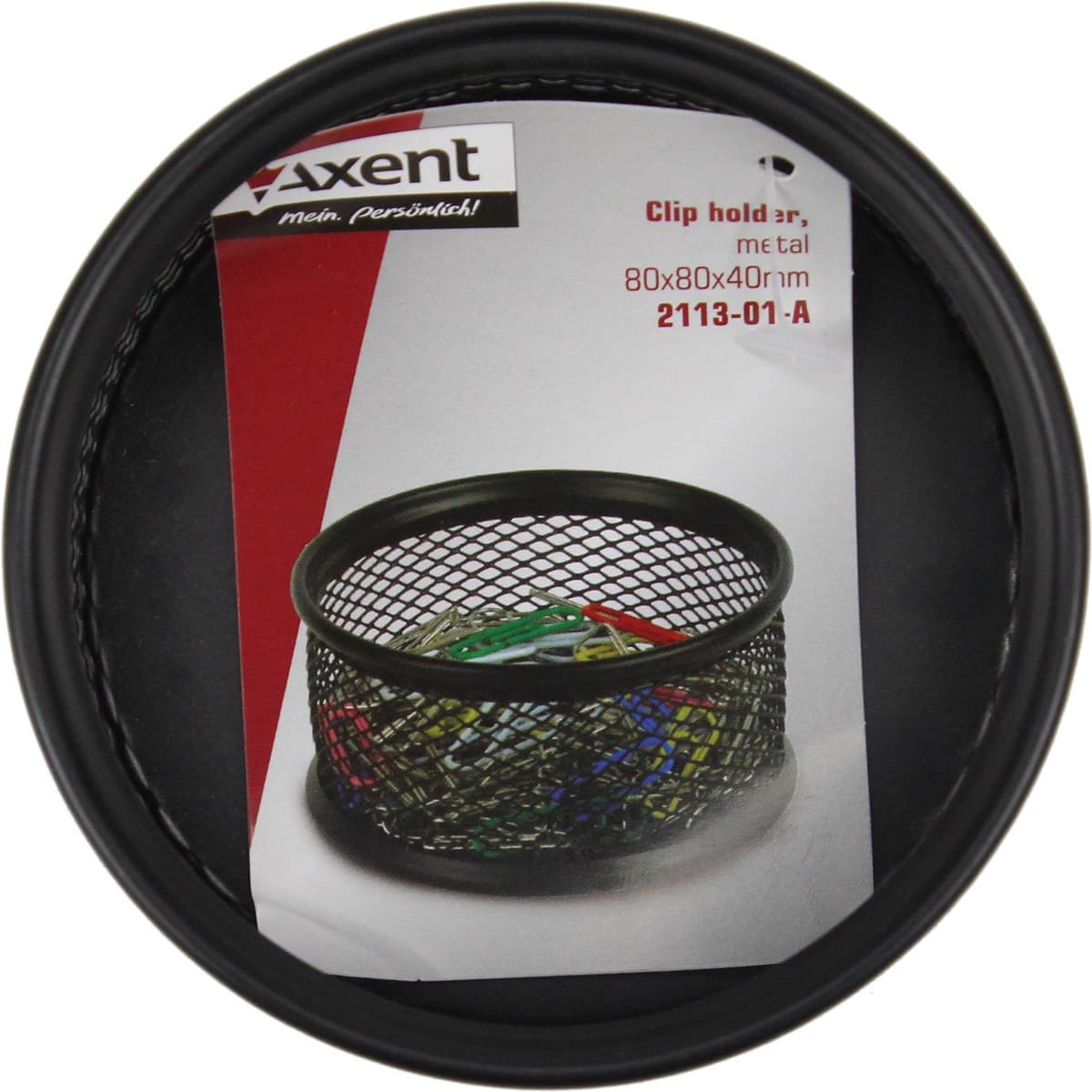Підставка для скріпок "Axent" №2113-01 метал.,чорна,80х80х40мм — фото 4