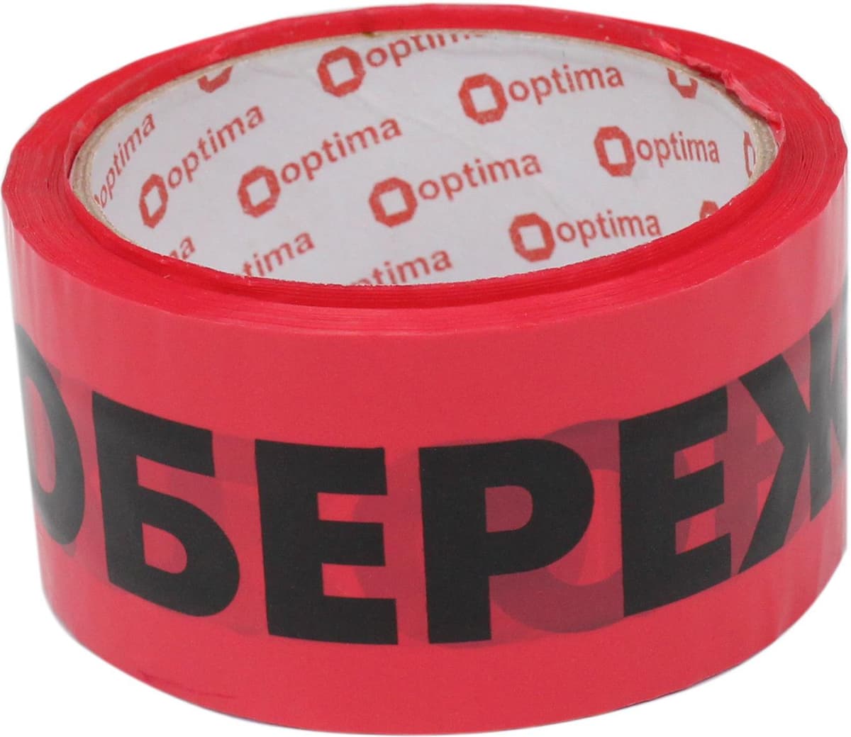 Стрічка клейка пакув. "Optima" 44ммх50м "Обережно скло" черв. №O45301 — фото 4