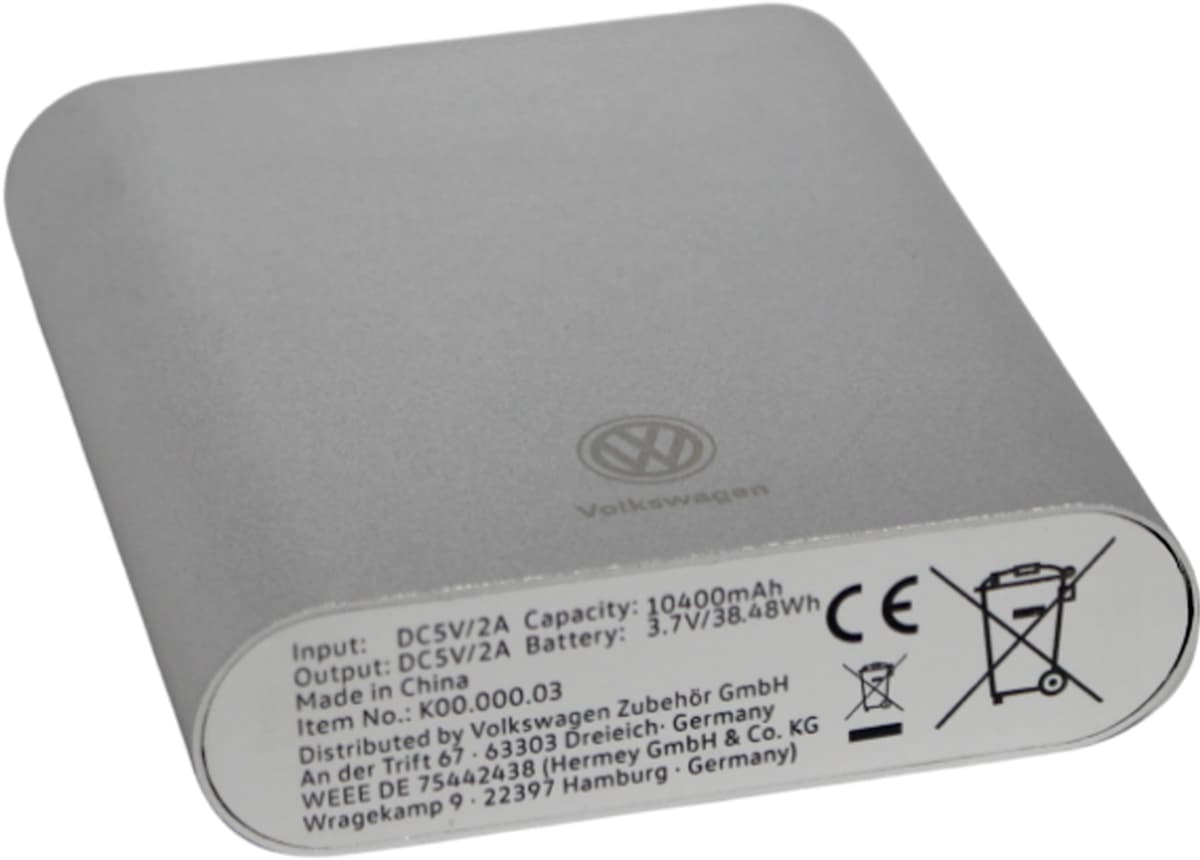 УМБ "Volkswagen" Power Bank 10400mAh 3.7V 38.48W металік №K00.000.03/Breidon — фото 3