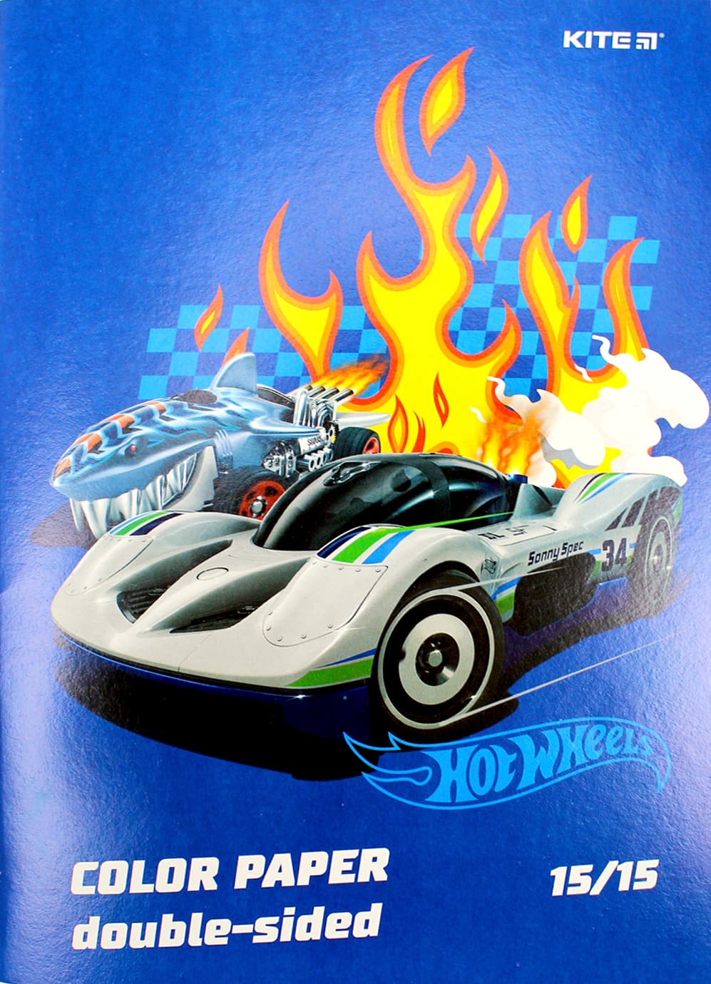 Папір кольор. А4 двостор. 15арк./ 15кольор. Hot Wheels №HW24-250/Kite — фото 4