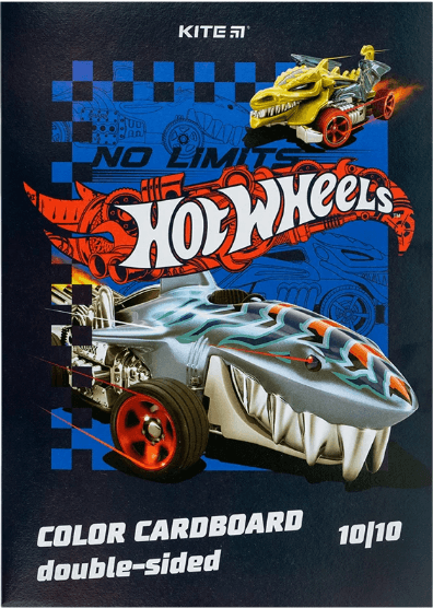 Картон кольор. А4 двостор.10арк./ 10кольор. Hot Wheels №HW24-255/Kite — купити | Канцелярський Сад