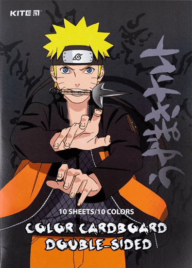 Картон кольор. А4 двостор.10арк./ 10кольор. Naruto №NR24-255/Kite — купити | Канцелярський Сад