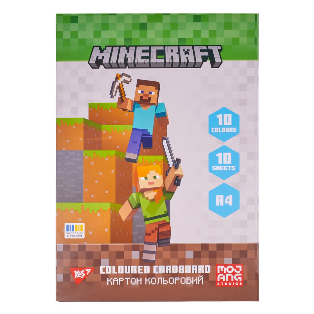 Картон кольор. А4 одностор.10арк./10кольор. Minecraft №955455/Yes — купити | Канцелярський Сад