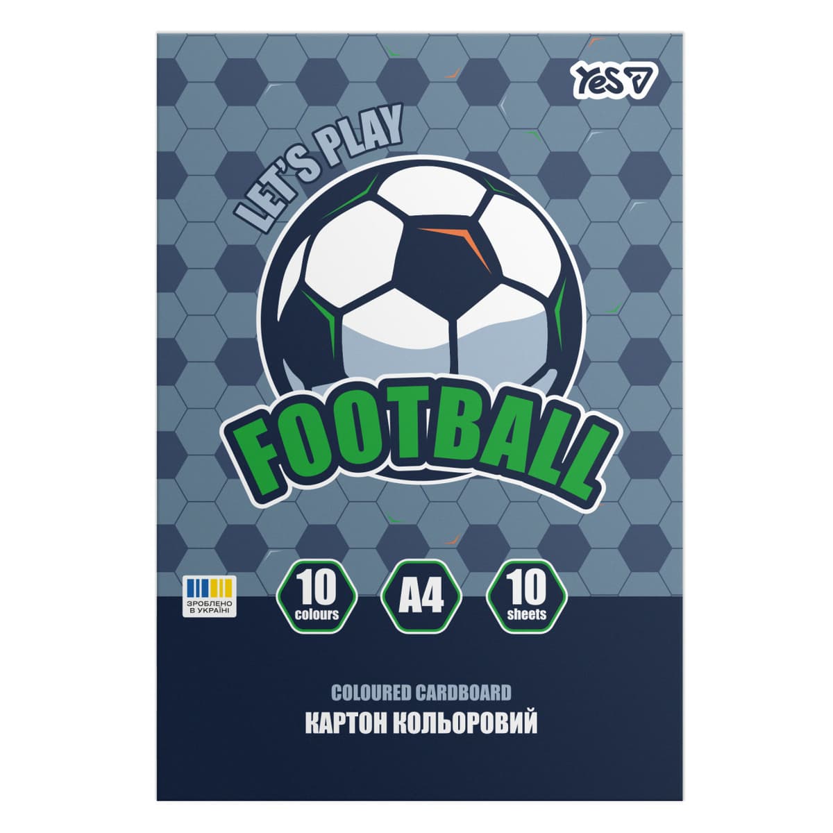 Картон кольор. А4 одностор.10арк./10кольор. Football №955491/Yes — фото товару | Канцелярський Сад