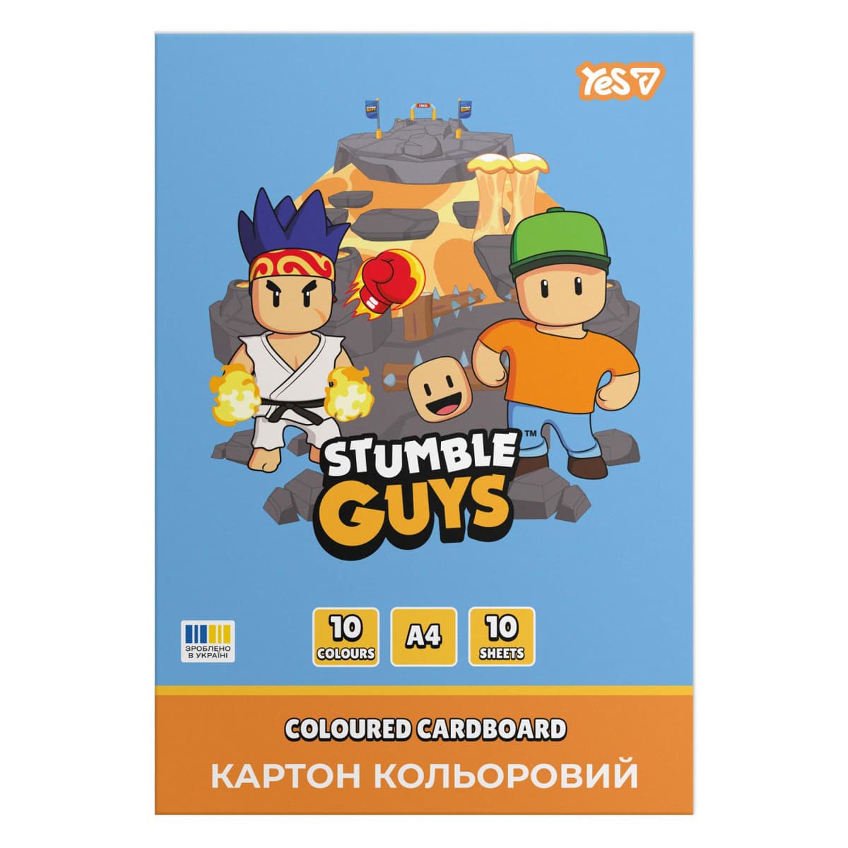 Картон кольор. А4 одностор.10арк./10кольор. Stumble Guys №955490/Yes — фото товару | Канцелярський Сад