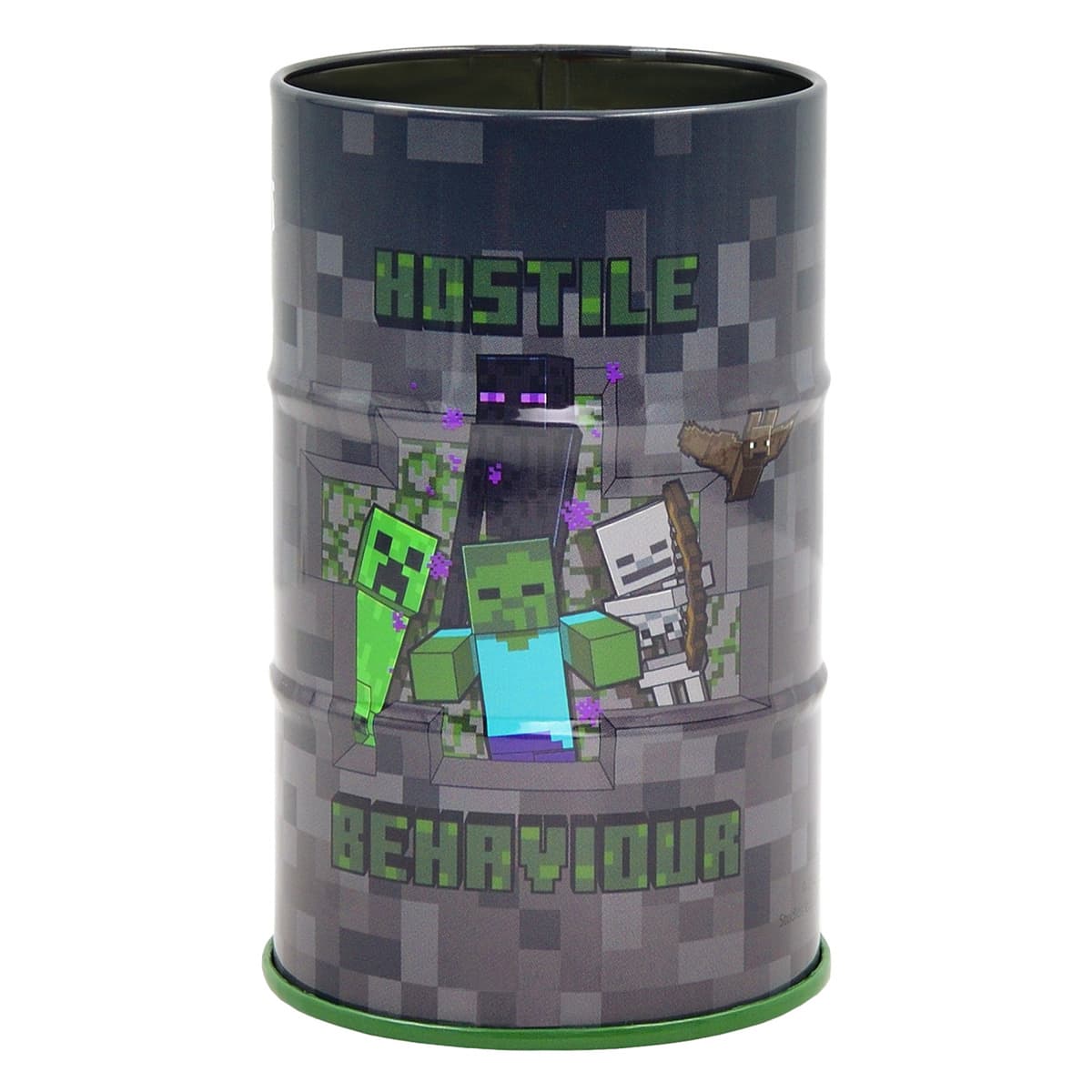 Стакан-підставка метал. "Yes" №708376 "Minecraft" бочка,сірий — купити | Канцелярський Сад
