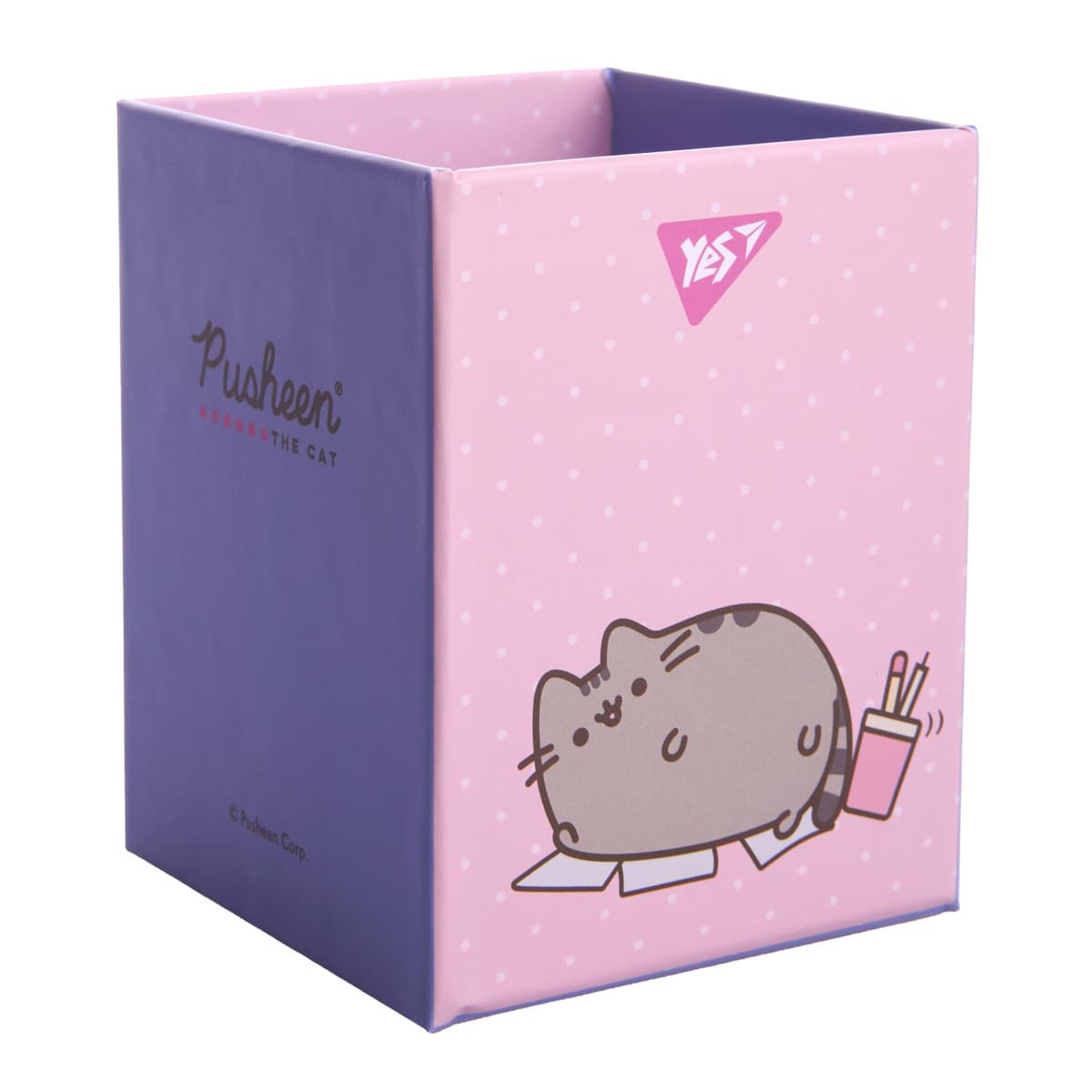 Стакан для ручок "Yes" №708333 "Pusheen" картон блакитний — купити | Канцелярський Сад