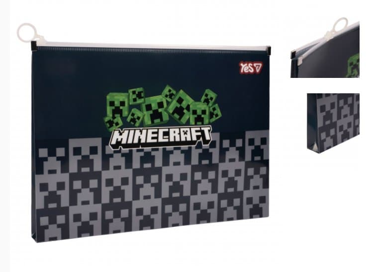 Папка-конверт "Yes" №492349 А4 Minecraft Creepers на блискавці — купити | Канцелярський Сад