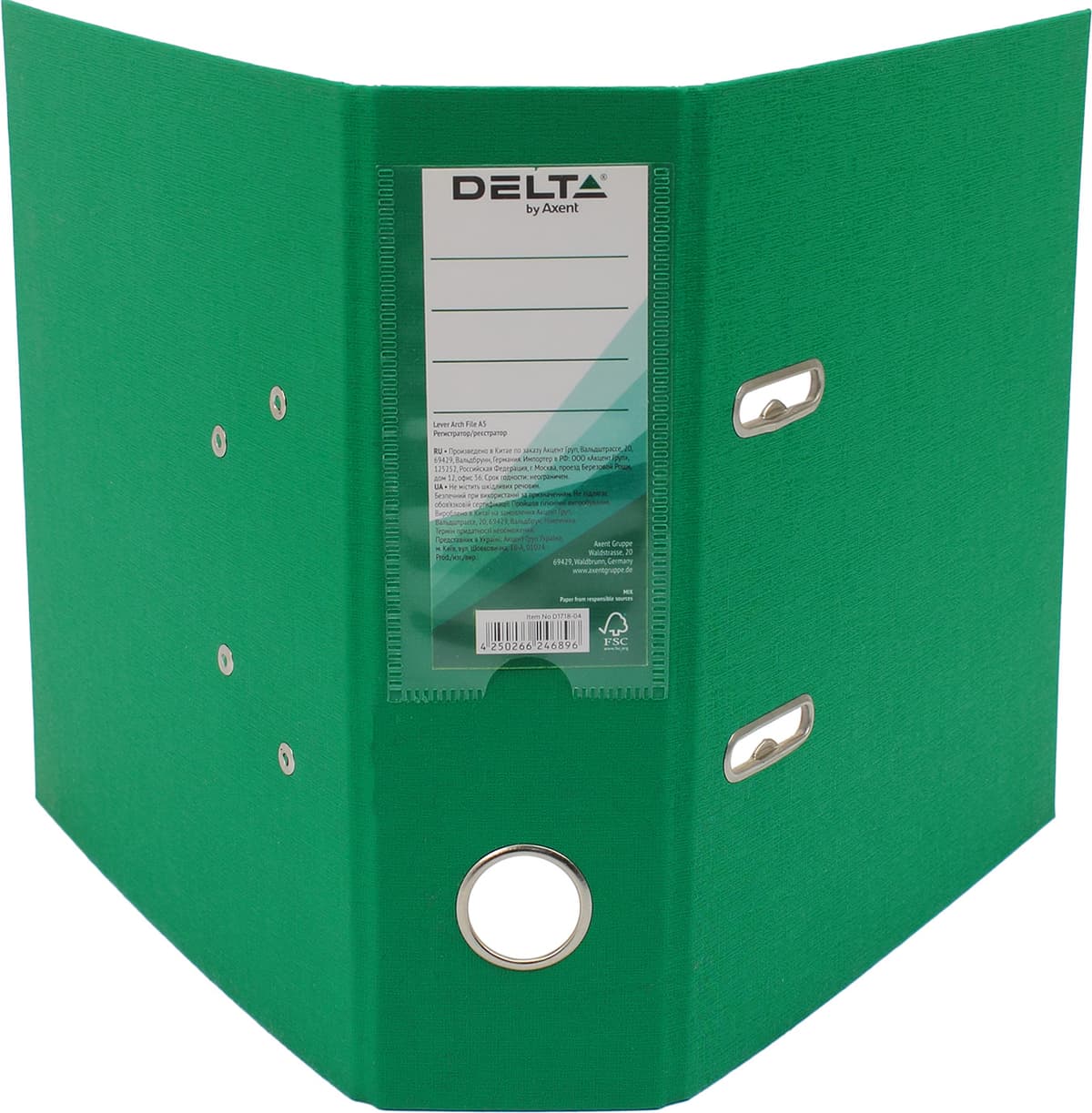 Папка-реєстратор А5 "Axent/Delta" 7,5см №D1718-04С одностор. PP (зелена) зібраний — фото 3