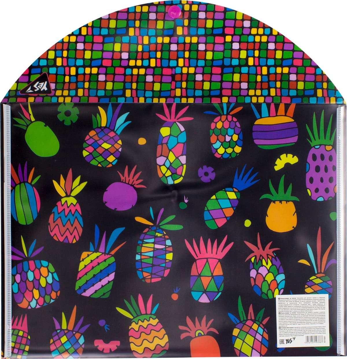 Папка-конверт "Yes" №491660 А4 Black pineapple на кнопці — фото 3