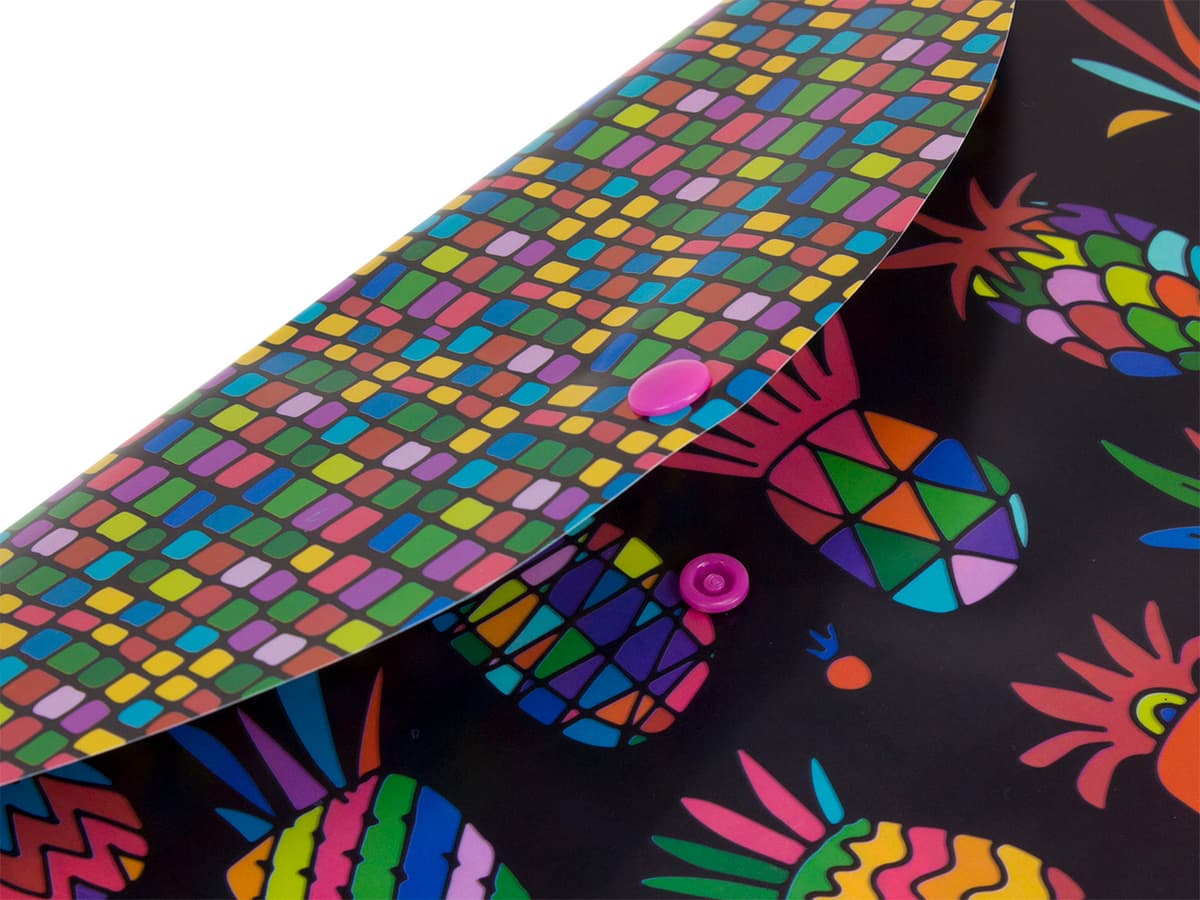 Папка-конверт "Yes" №491660 А4 Black pineapple на кнопці — фото 4