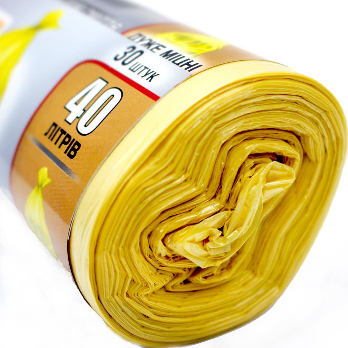 Пакети для сміття "Помічниця" 40л 30шт (55см*70см) жовті HDPE №2297 — фото 4