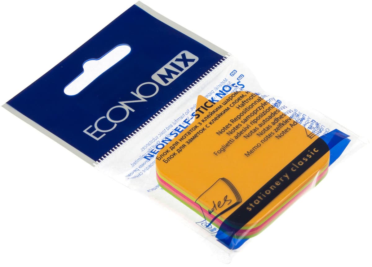 Блок/зам. липк. краєм 45х50мм 80арк. неон. мікс "Economix" Діалог №Е20952 — купити | Канцелярський Сад