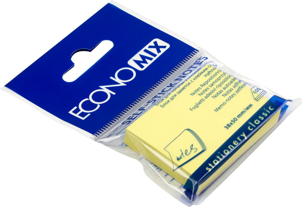 Блок/зам. липк. краєм 38х50мм 100арк. жовтий "Economix" №E20930 — купити | Канцелярський Сад