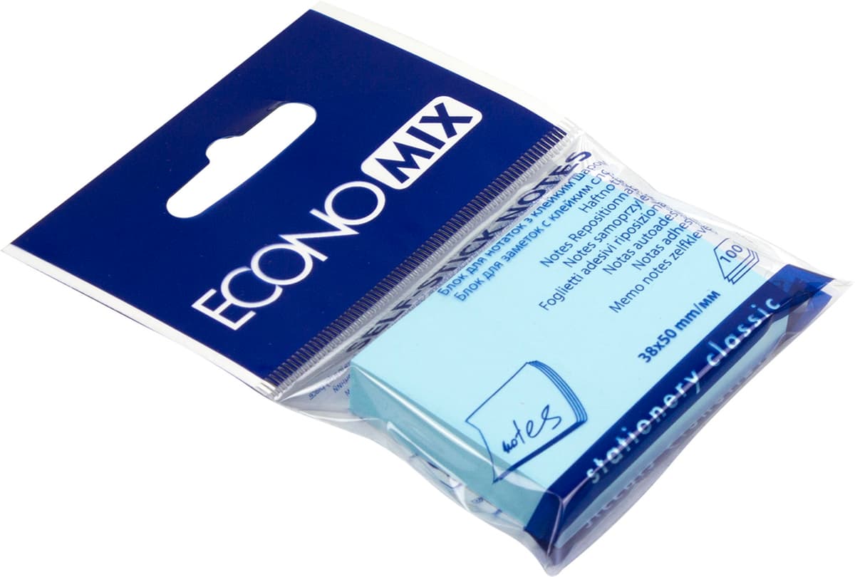 Блок/зам. липк. краєм 38х50мм 100арк. блакитний "Economix" №E20930-11 — купити | Канцелярський Сад