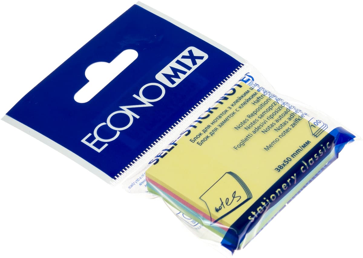 Блок/зам. липк. краєм 38х50мм 100арк. пастель мікс "Economix" №Е20956 — купити | Канцелярський Сад