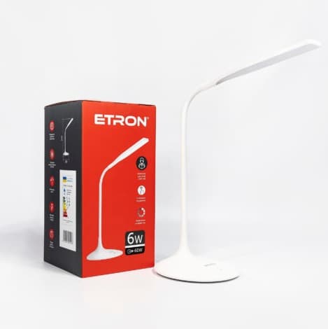 Лампа наст. LED ETRON Desk Lamp delta 6W 4200K White №1-EDL-405 працює від pawer bank — купити | Канцелярський Сад