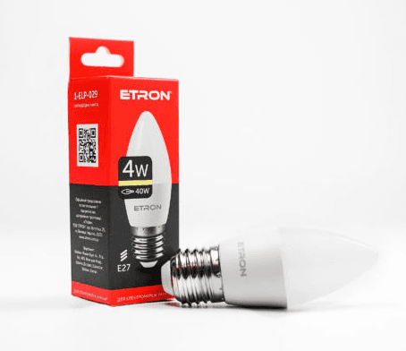 Лампа "Etron Light Power" LED 1-ELP-029 C37 4Вт. 3000K E27 — купити | Канцелярський Сад