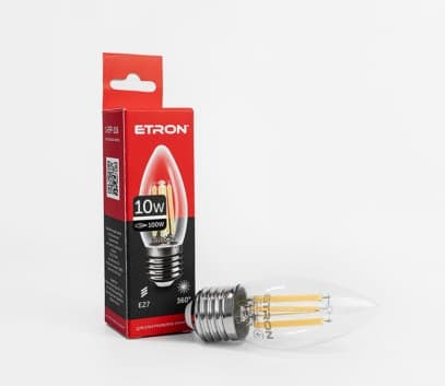Лампа "Etron Filament Power" прозоре скло LED 1-EFP-116 C37 10Вт 4200K Е27 — купити | Канцелярський Сад