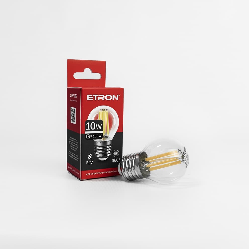 Лампа "Etron Filament Power" прозоре скло LED 1-EFP-156 G45 10Вт 4200K Е27 — купити | Канцелярський Сад