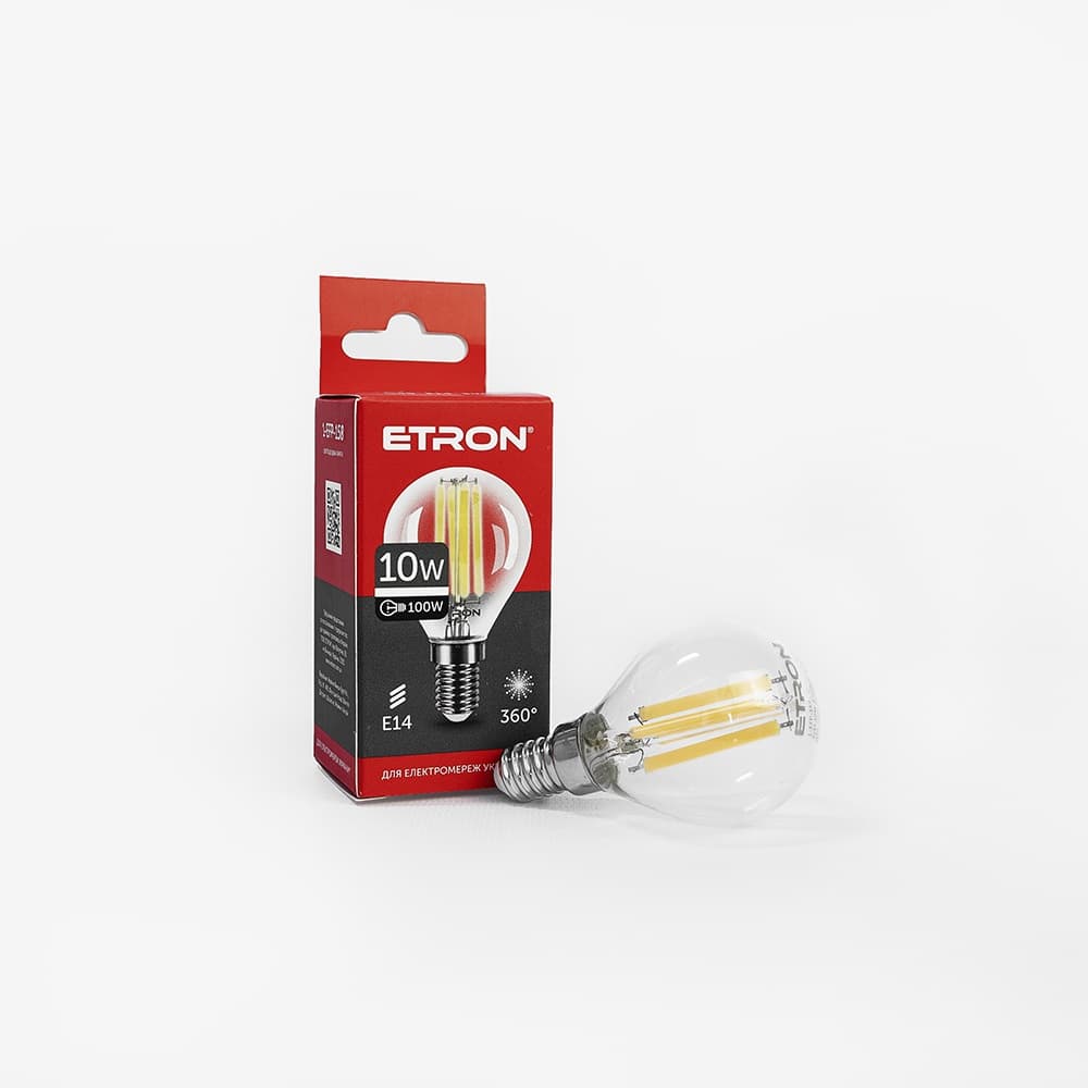 Лампа "Etron Filament Power" прозоре скло LED 1-EFP-158 G45 10Вт 4200K Е14 — купити | Канцелярський Сад