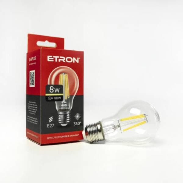 Лампа "Etron Filament Power" прозоре скло LED 1-EFP-109 A60 8Вт 3000K Е27 — купити | Канцелярський Сад