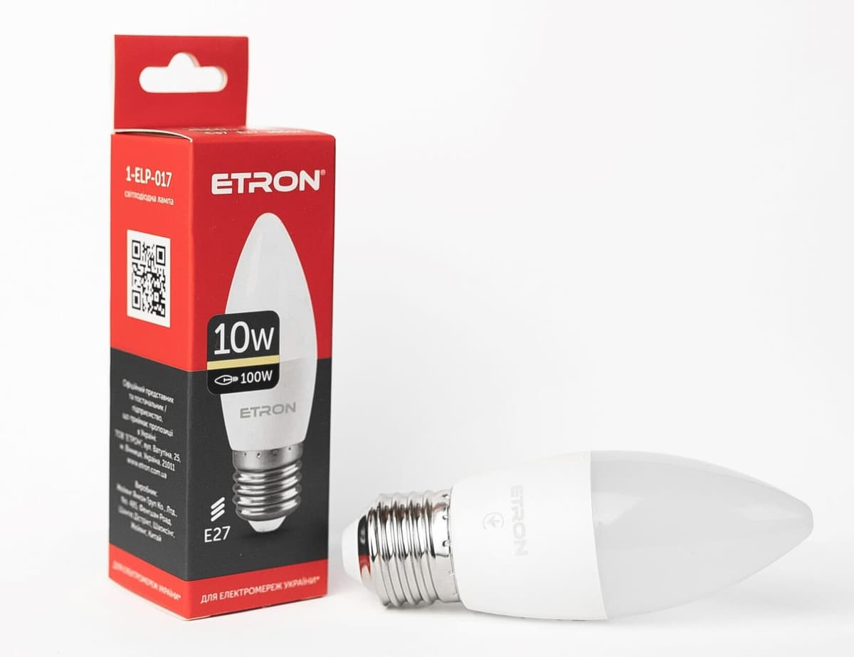 Лампа "Etron Light Power" LED 1-ELP-017 C37 10Вт 3000K Е27 — купити | Канцелярський Сад