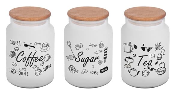 Банка скло "Herevin Ice Colour Tea-Coffee-Sugar" 0,89л з кришкою №232001-262 — купити | Канцелярський Сад