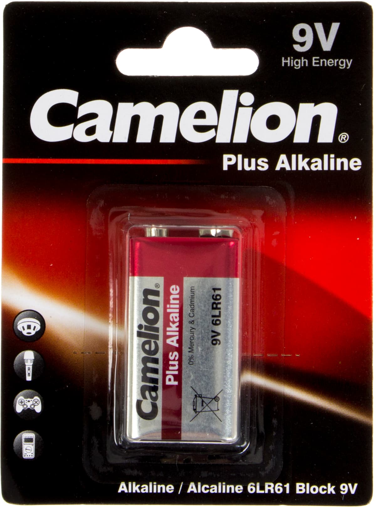 Батарейка Camelion Алкалайн 6LF22/1bl/6LR61-BP1 1bl крона — фото товару | Канцелярський Сад