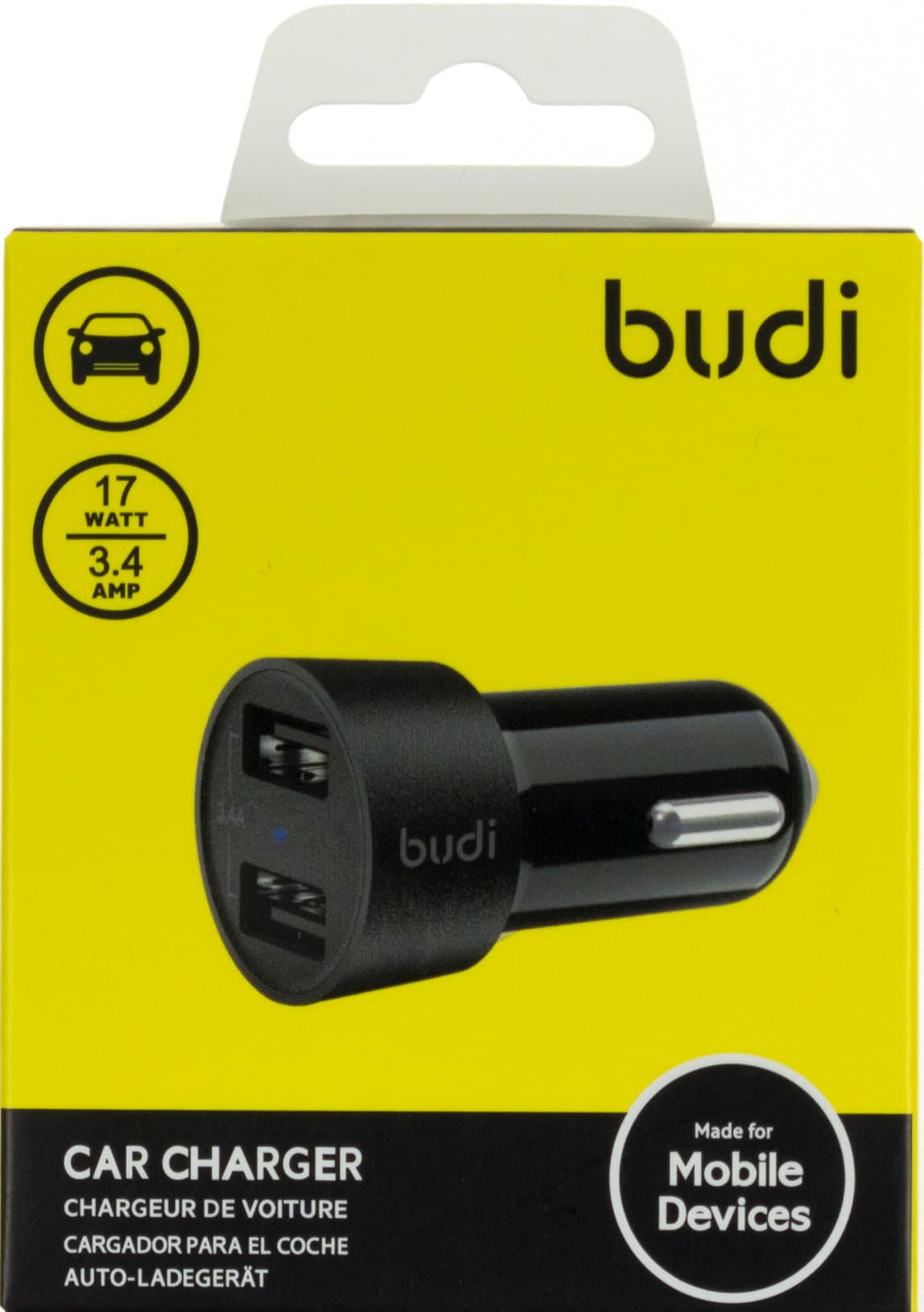 Зарядний пристрій авто Budi №CC622BS/M8J622 швидка зарядка 2USB 3.4A 17W black/Breidon — купити | Канцелярський Сад