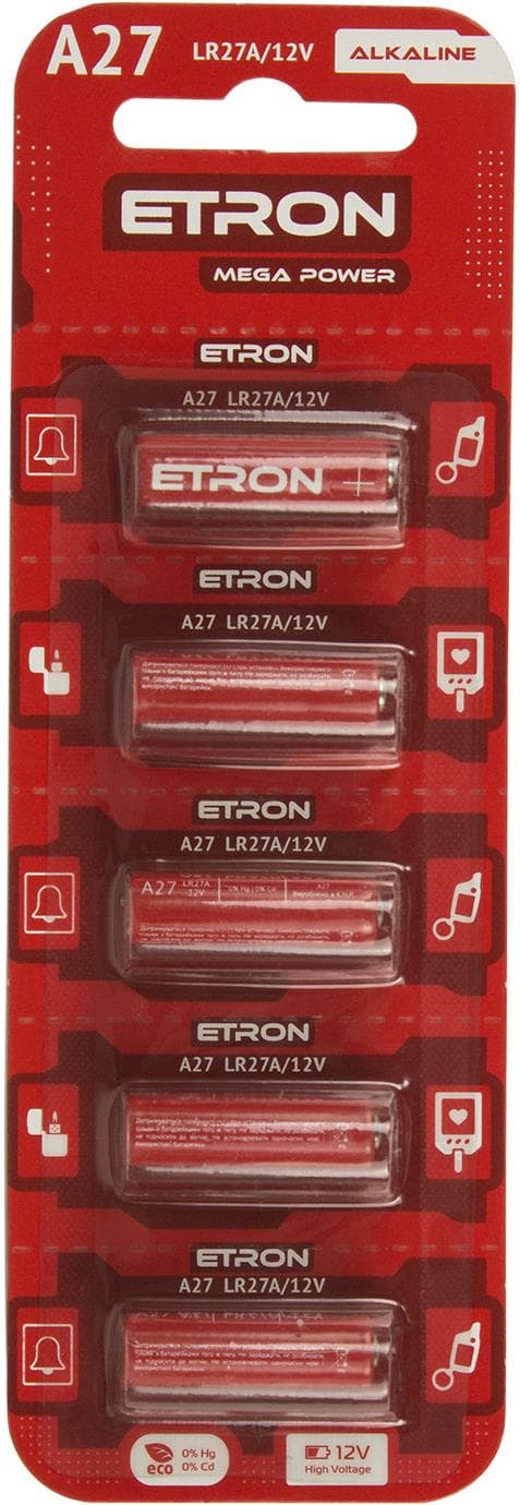Батарейка Etron Mega Power A27/5bl 12V — купити | Канцелярський Сад