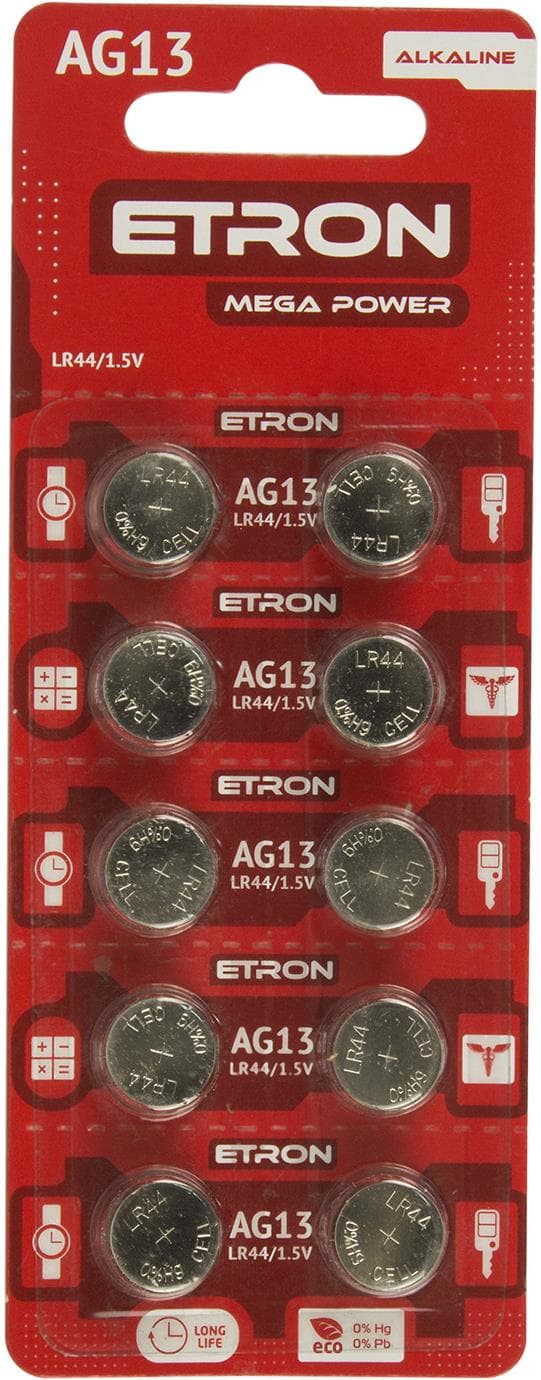 Батарейка Etron Mega Power AG13/10bl LR44 — купити | Канцелярський Сад
