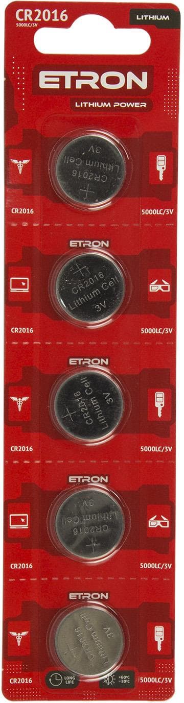 Батарейка Etron Lithium Power CR2016/5bl 3V — купити | Канцелярський Сад