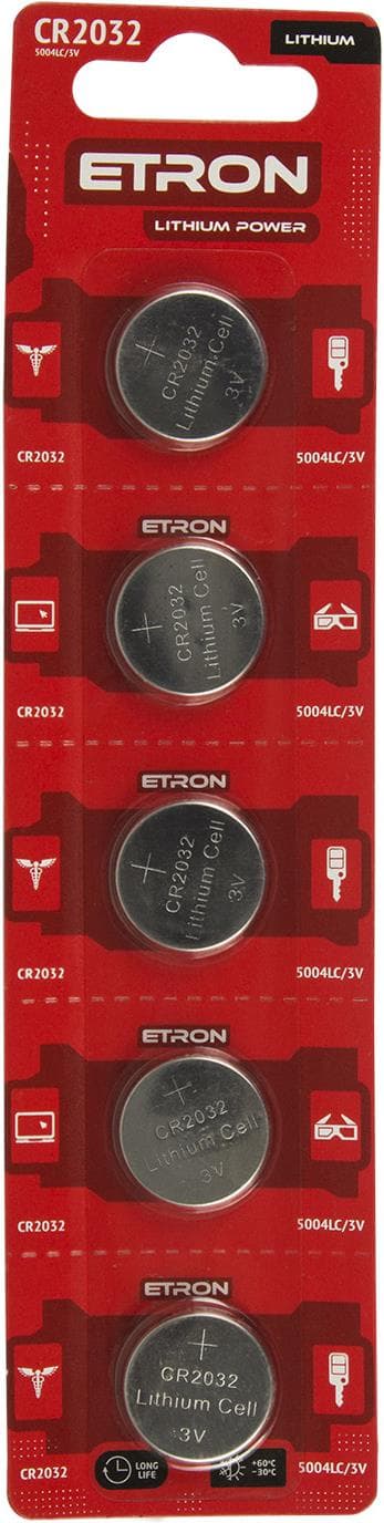 Батарейка Etron Lithium Power CR2032/5bl 3V — купити | Канцелярський Сад