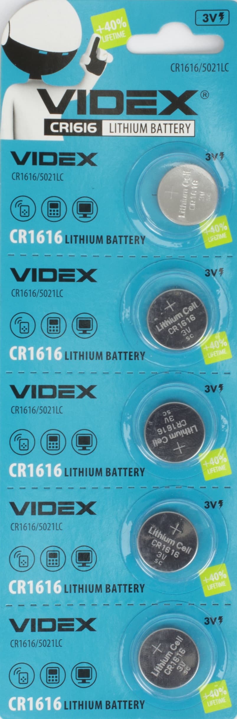 Батарейка Videx CR1616/5bl — купити | Канцелярський Сад