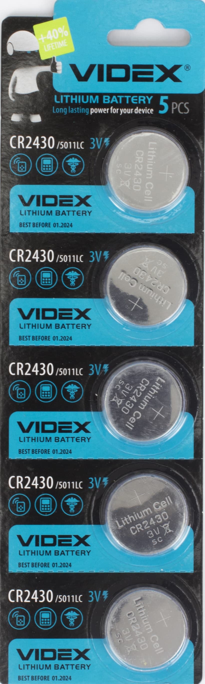 Батарейка Videx CR2430/5bl — купити | Канцелярський Сад