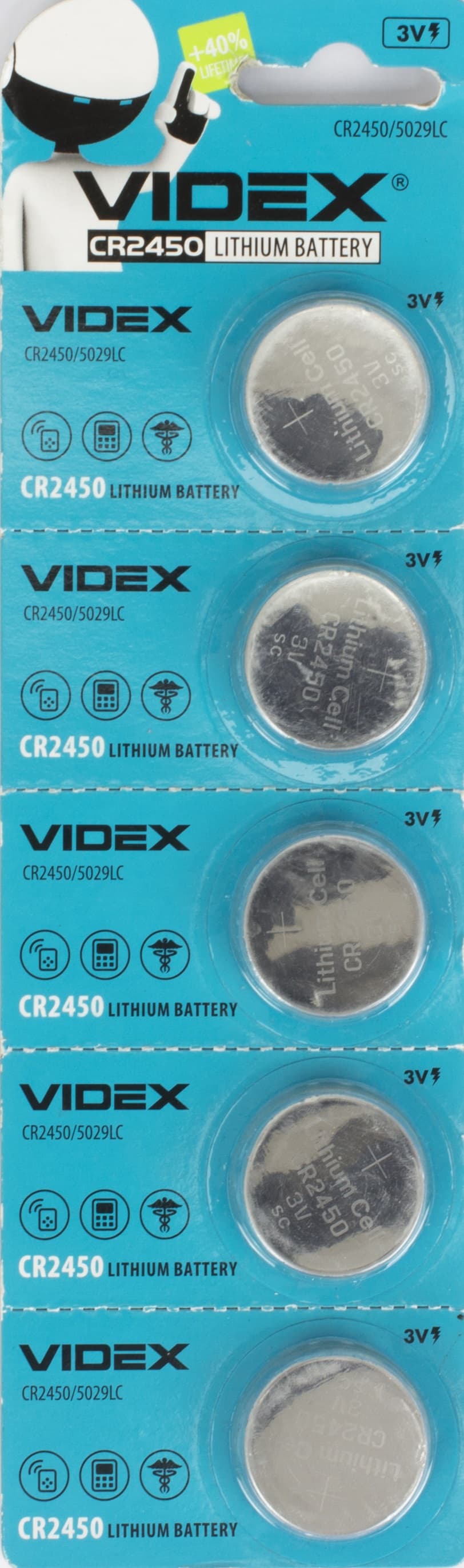Батарейка Videx CR2450/5bl — купити | Канцелярський Сад