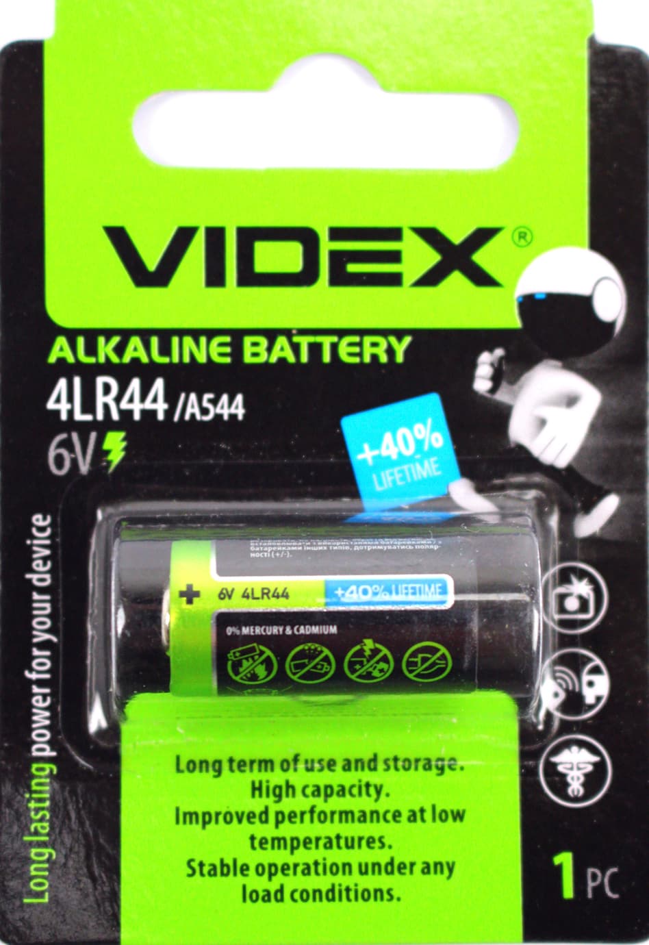 Батарейка Videx 4LR44/A544/1bl — купити | Канцелярський Сад