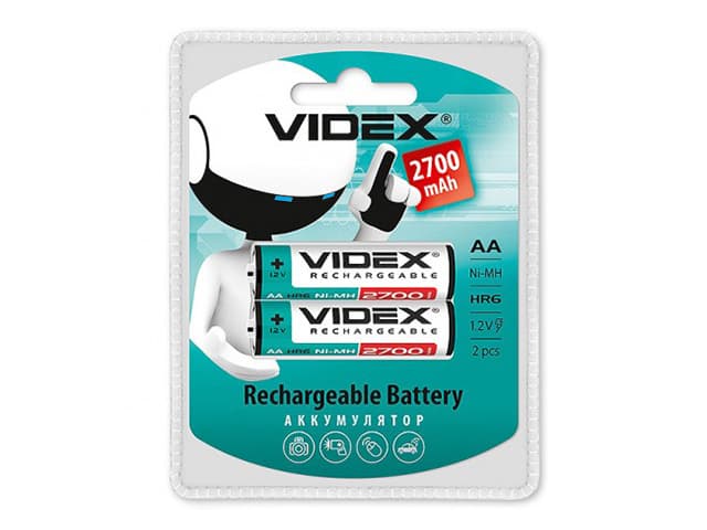 Акумулятори Videx (HR-06,2700mAh)/блістер 2шт — фото товару | Канцелярський Сад