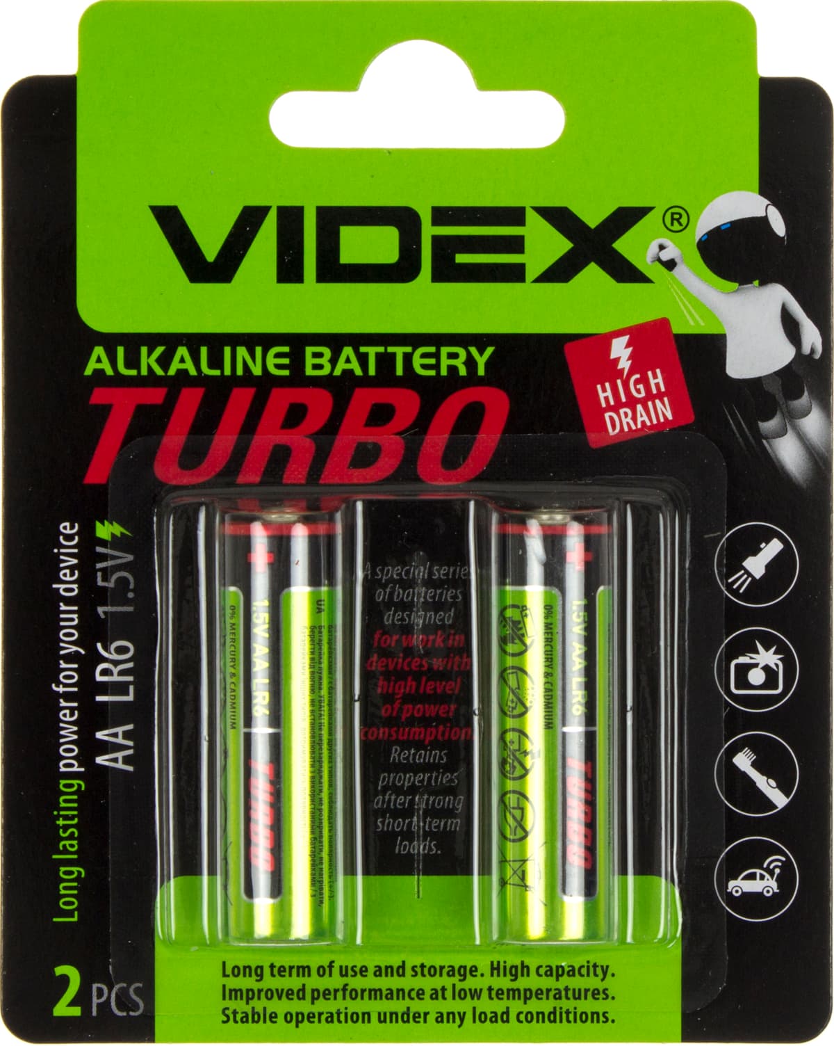 Батарейки Videx Turbo LR-06/блістер 2шт — купити | Канцелярський Сад
