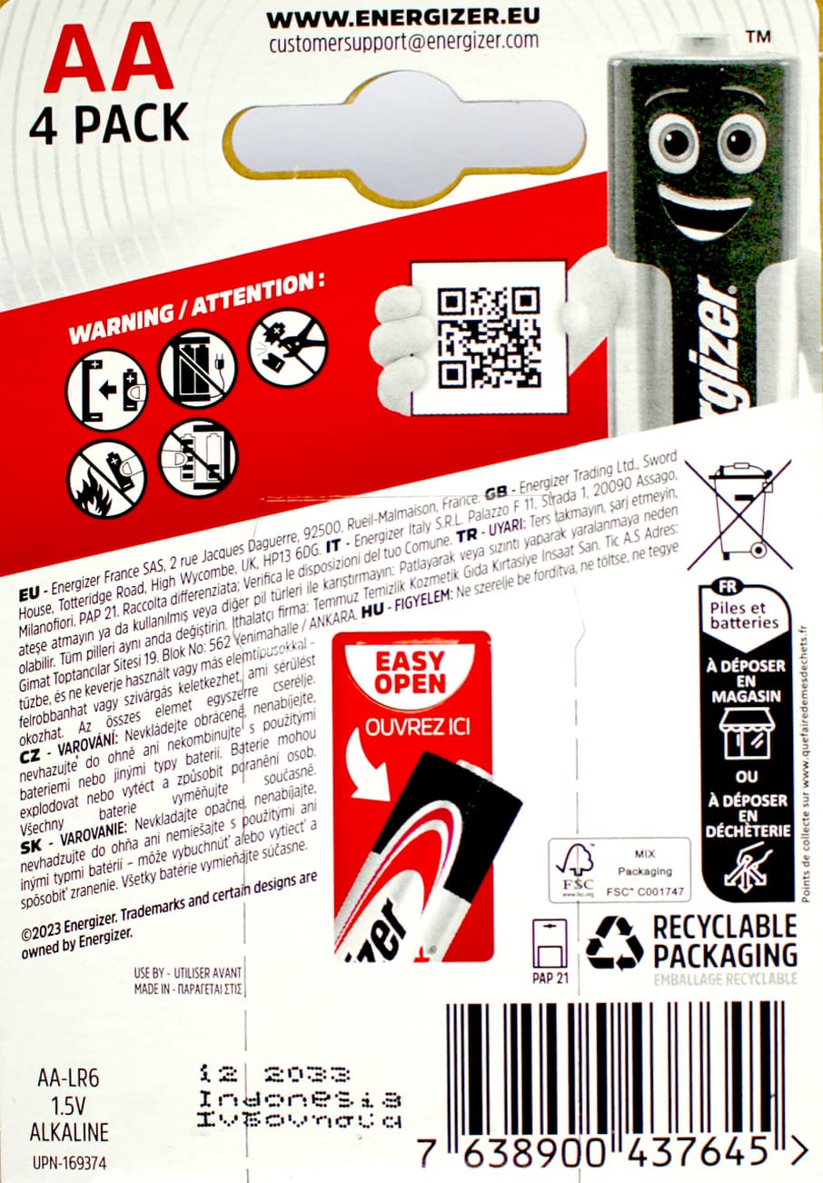 Батарейки Energizer Max LR-06/блістер 4шт — фото 3